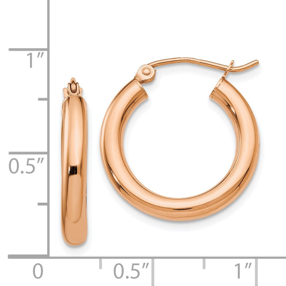 14k Rose Gold 3x20mm Polished Lightweight Tube Hoop Earrings