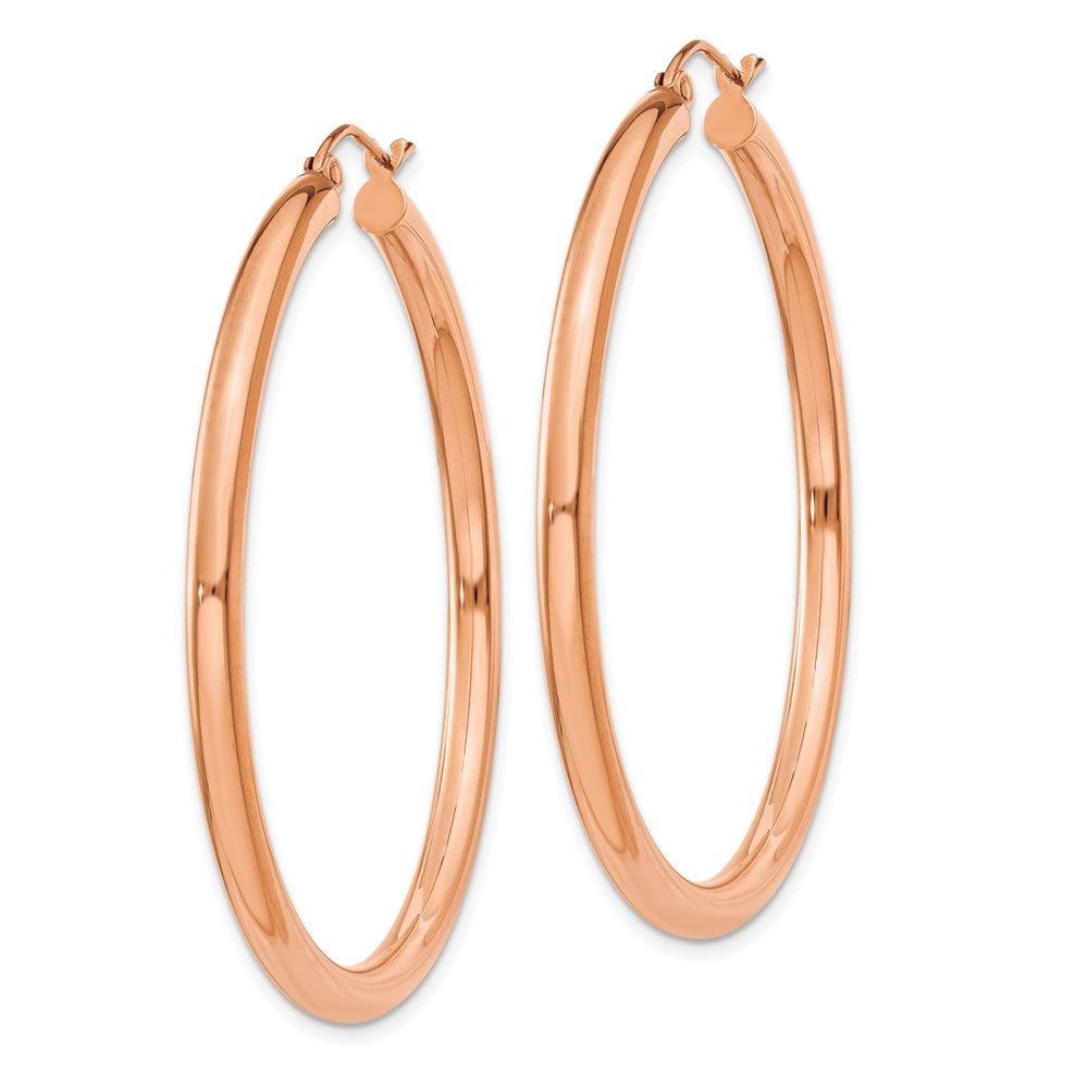 14k Rose Gold 3x45mm Polished Lightweight Tube Hoop Earrings