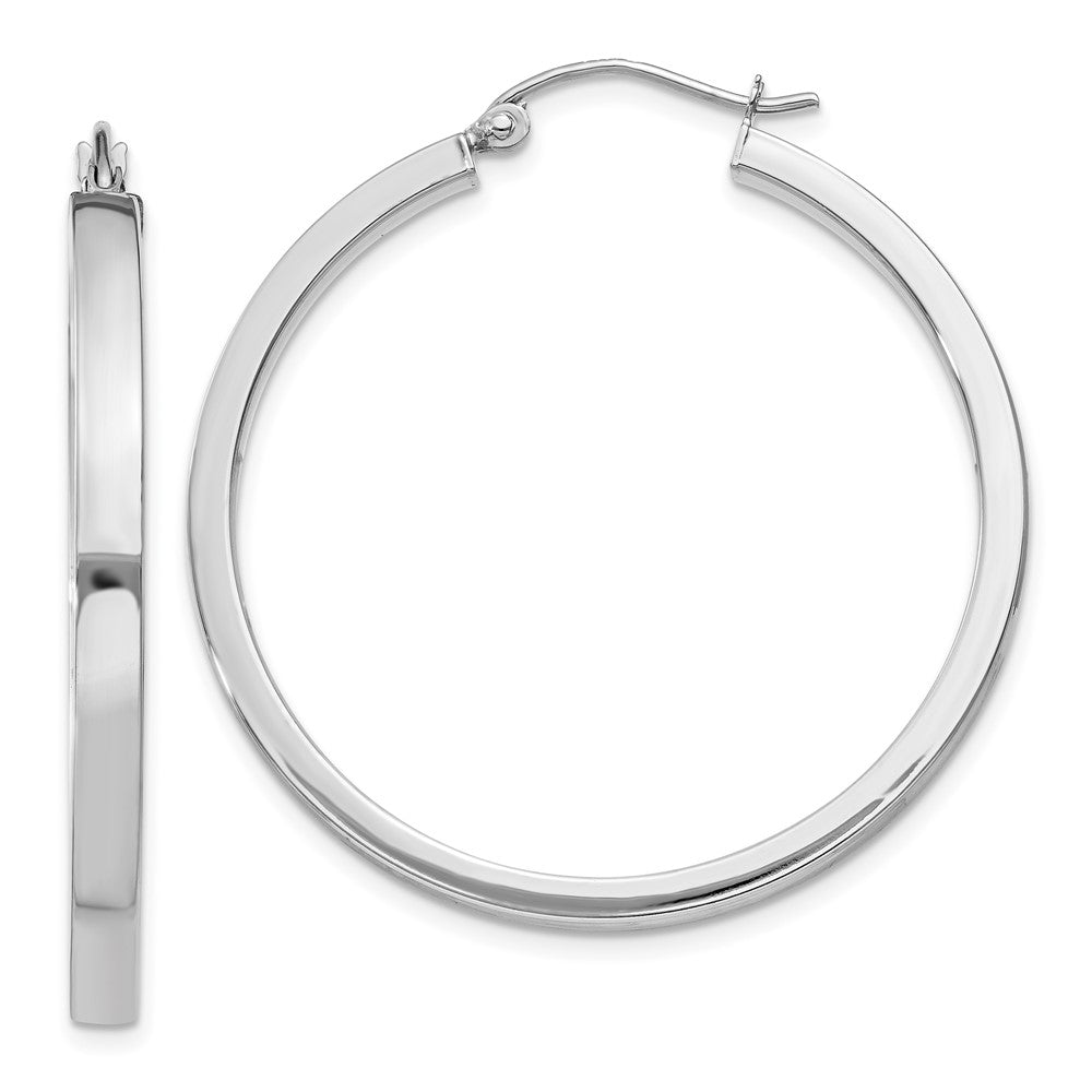Polished;14K White gold;Hollow tube