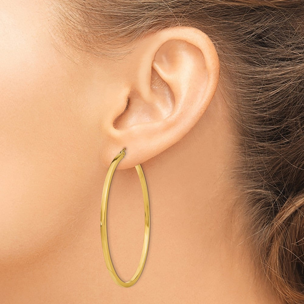 14k 2x55mm Square Tube Hoop Earrings