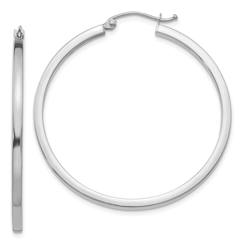 Polished;14K White gold;Hollow tube