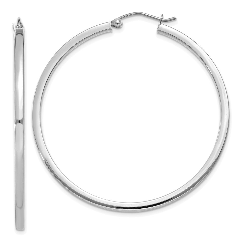 Polished;14K White gold;Hollow tube