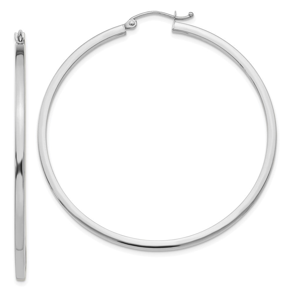 Polished;14K White gold;Hollow tube