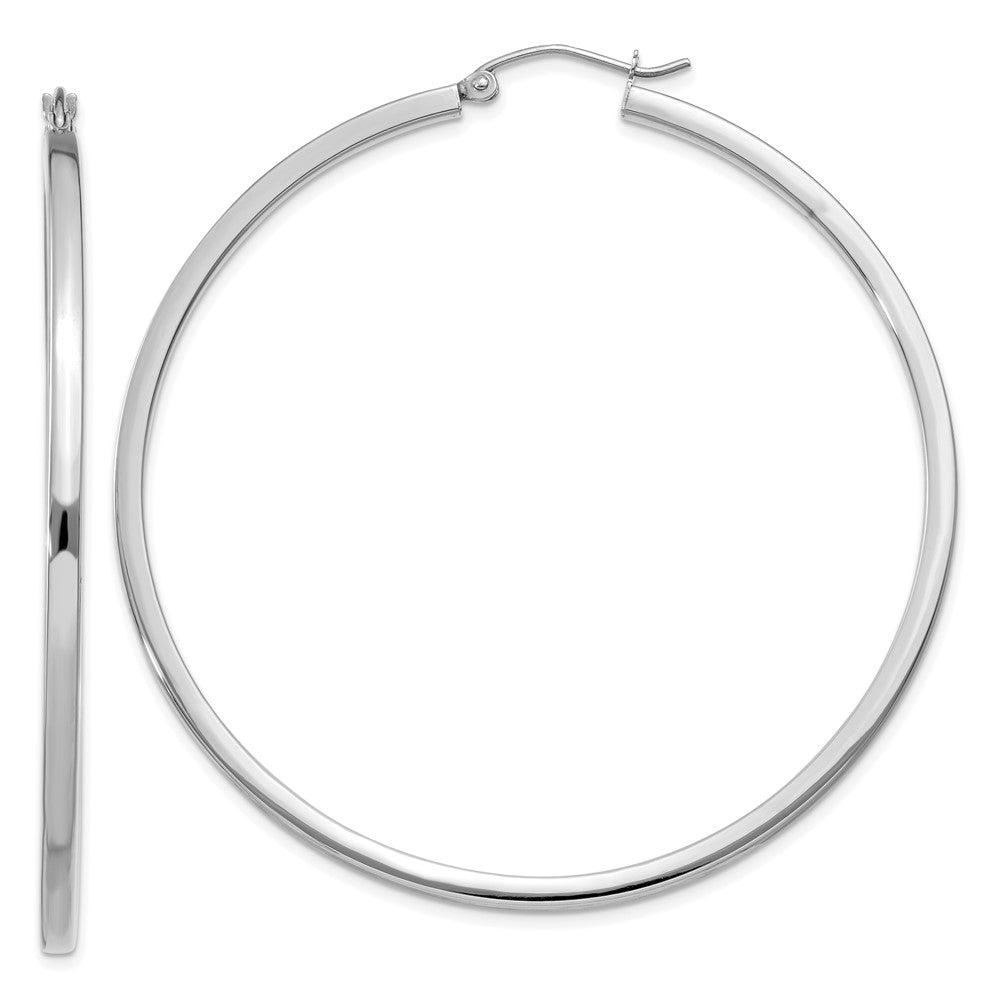Polished;14K White gold;Hollow tube
