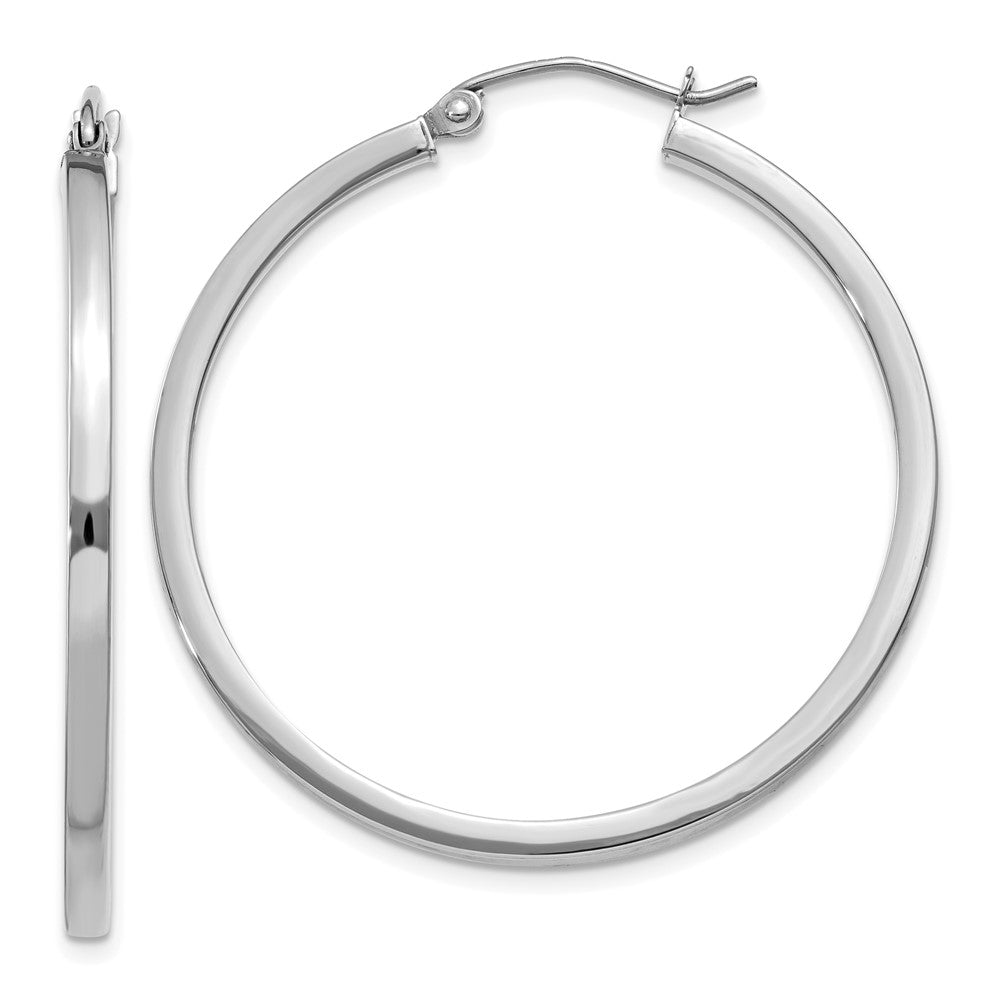 Polished;14K White gold;Hollow tube