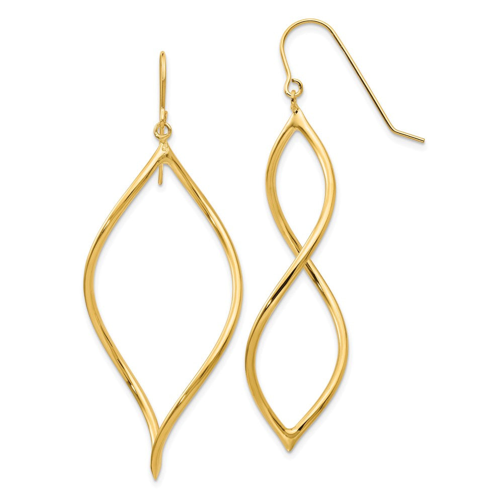 Polished;14k Yellow gold;Shepherd hook;Dangle