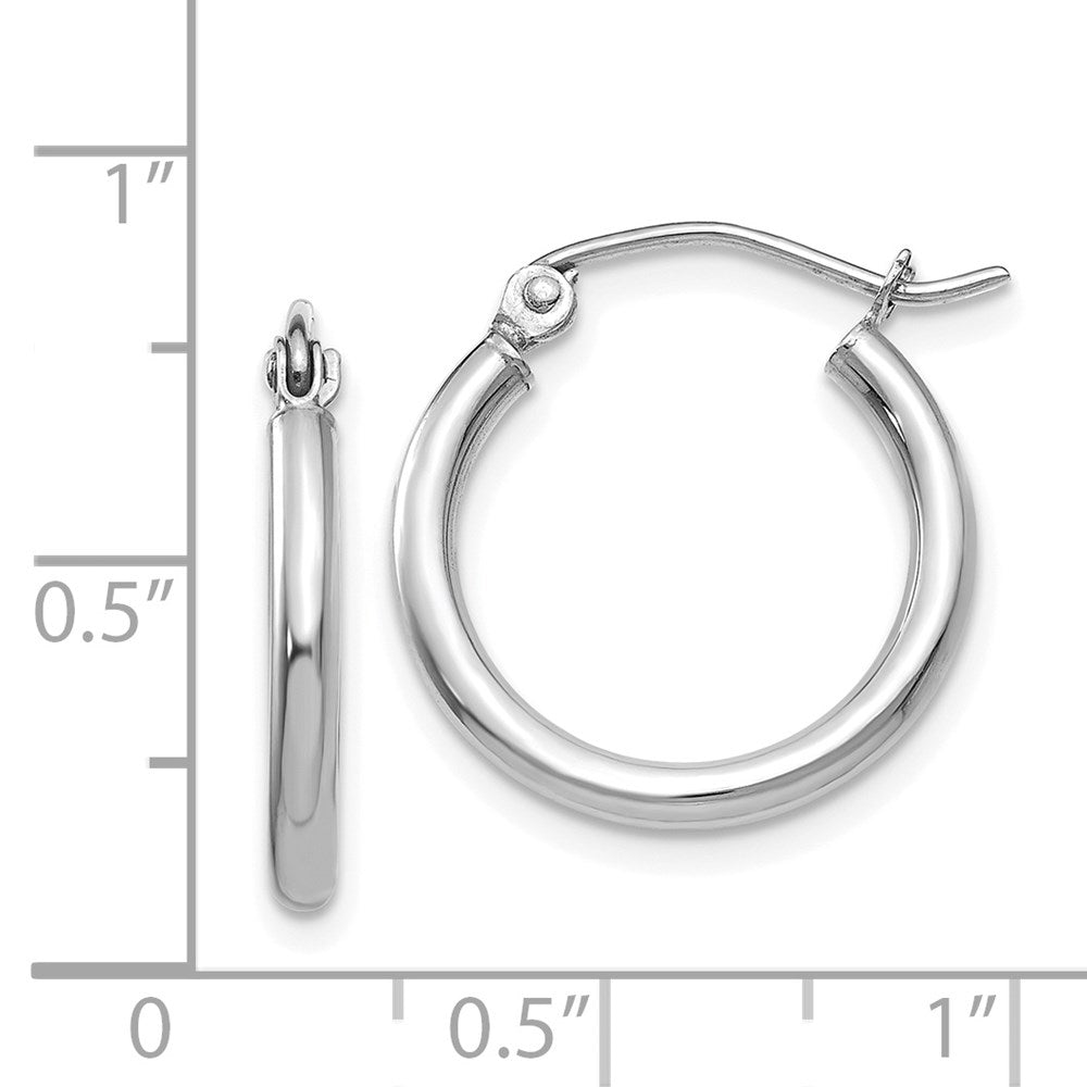 14k White Gold 2x17mm Polished Lightweight Tube Hoop Earrings