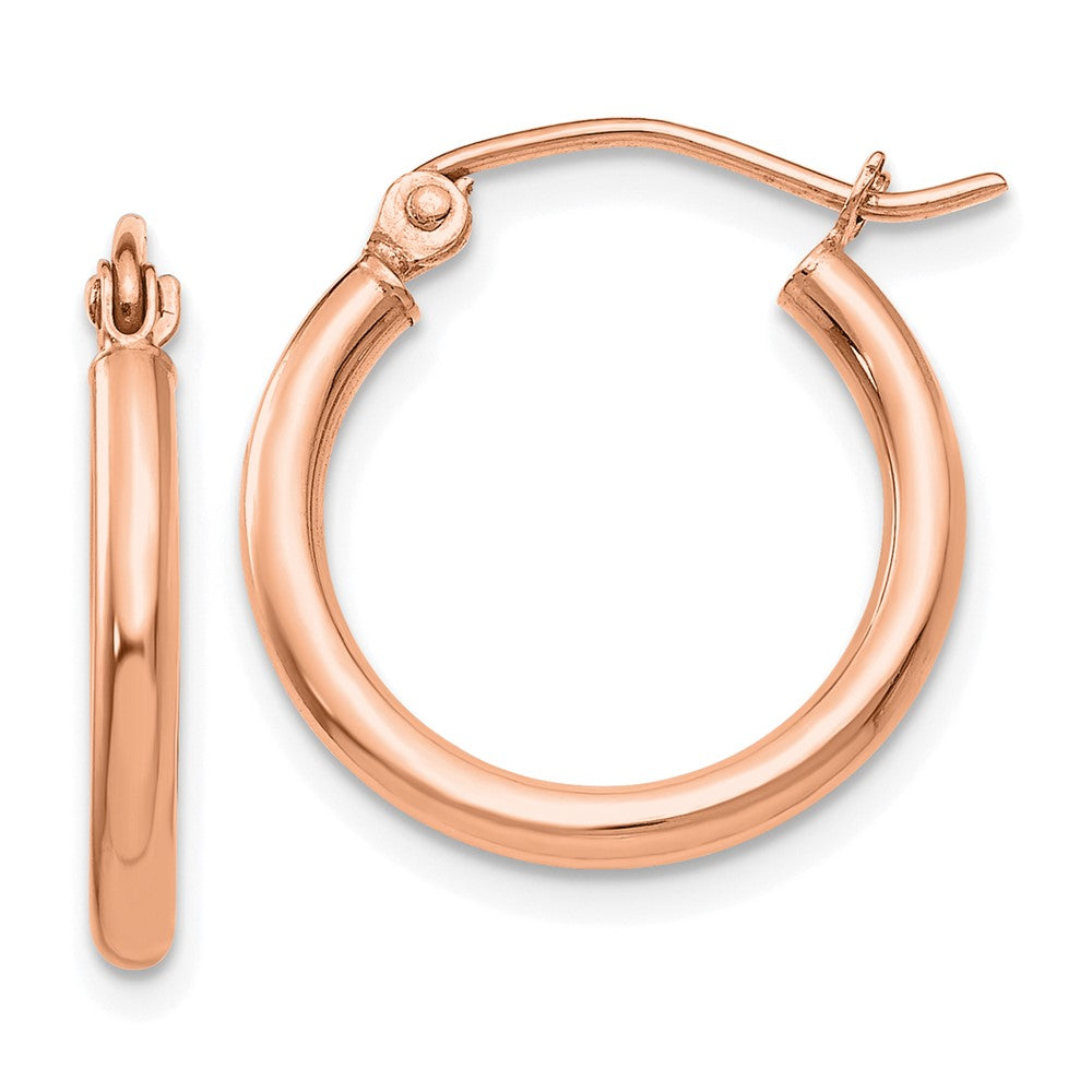 14K Rose Gold 2x17mm Polished Lightweight Tube Hoop Earrings