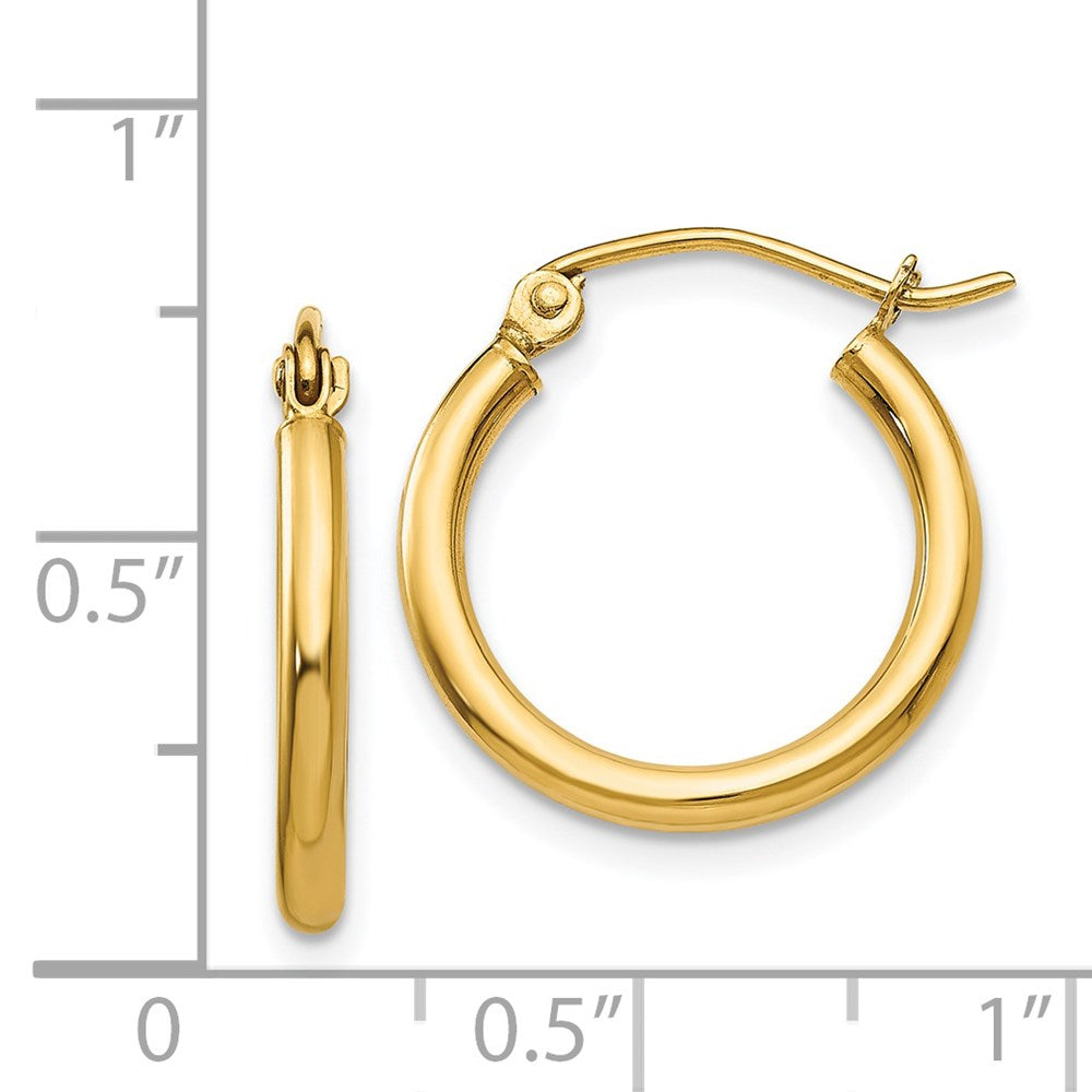 14k 2x17mm Polished Lightweight Tube Hoop Earrings