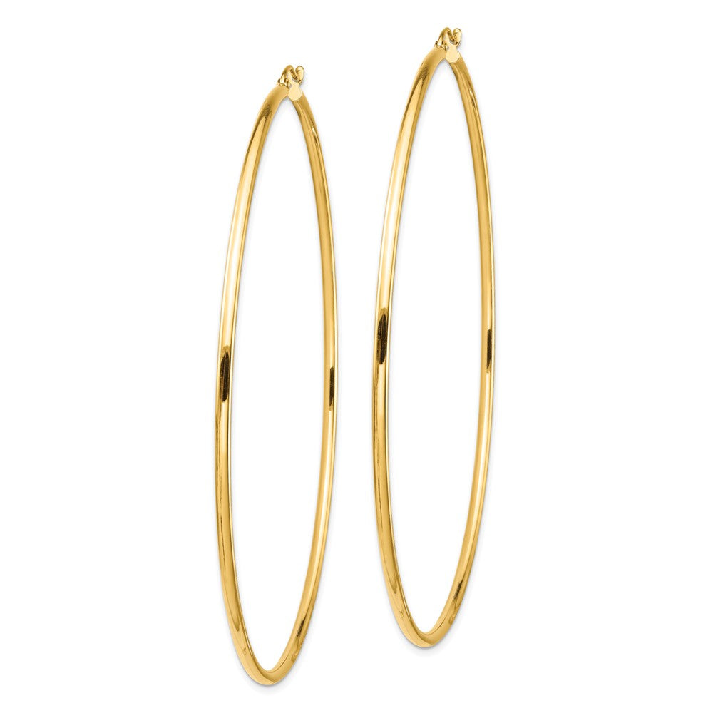 14k 2x80mm Polished Lightweight Round Tube Hoop Earrings