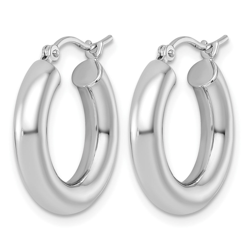 14k White Gold 4x20mm Polished Lightweight Tube Hoop Earrings