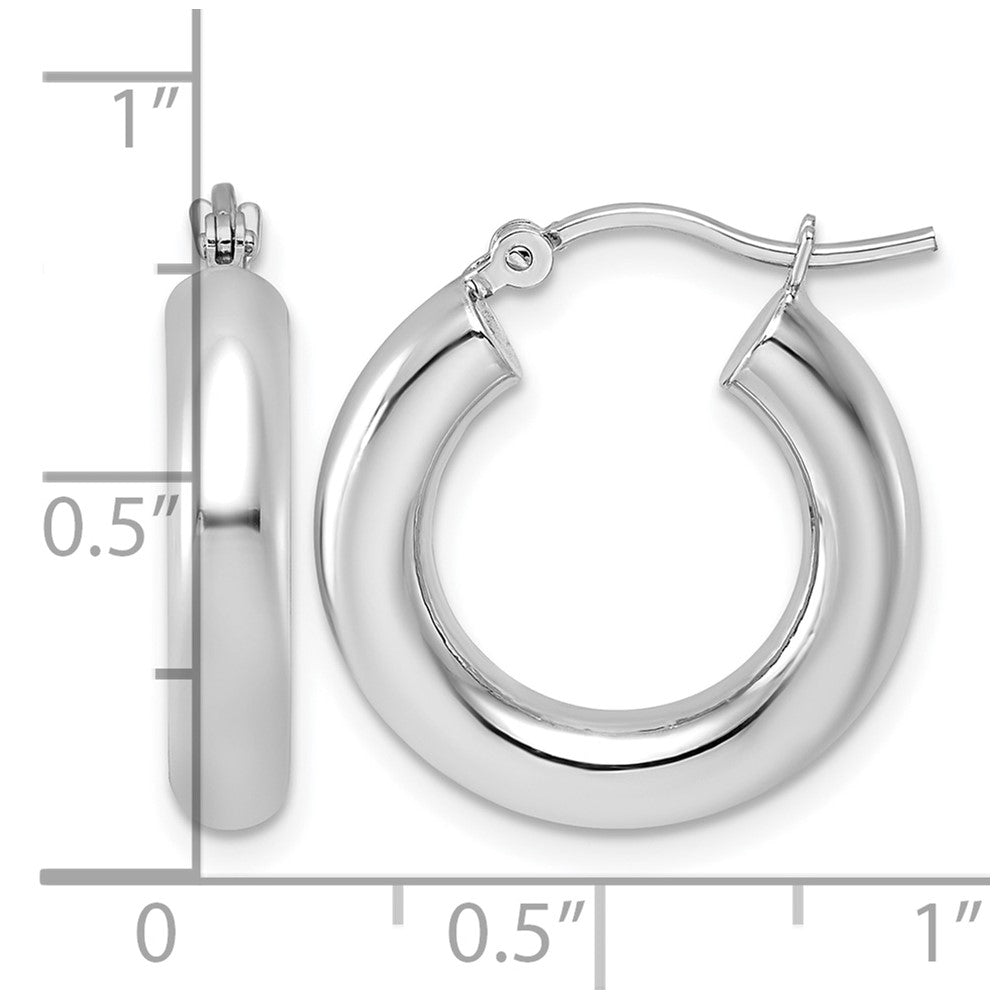 14k White Gold 4x20mm Polished Lightweight Tube Hoop Earrings