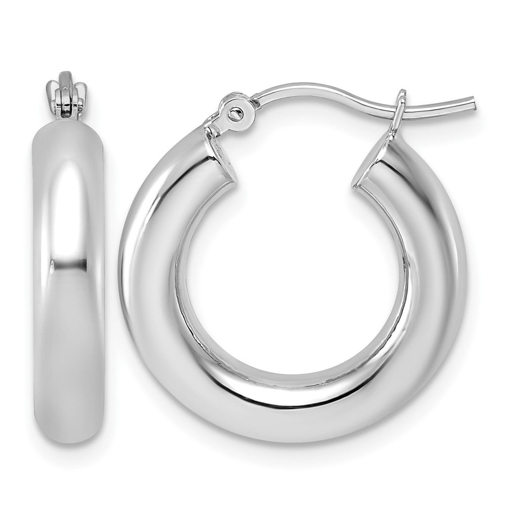 14k White Gold 4x20mm Polished Lightweight Tube Hoop Earrings