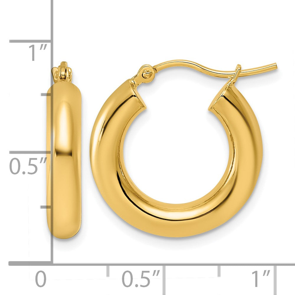 14k 4x20mm Polished Tube Hoop Earrings