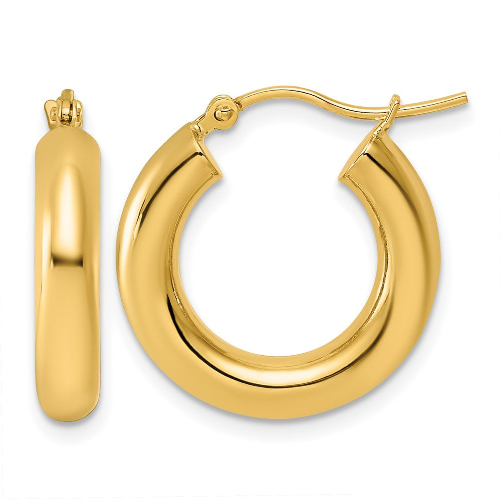 14k 4x20mm Polished Lightweight Tube Hoop Earrings