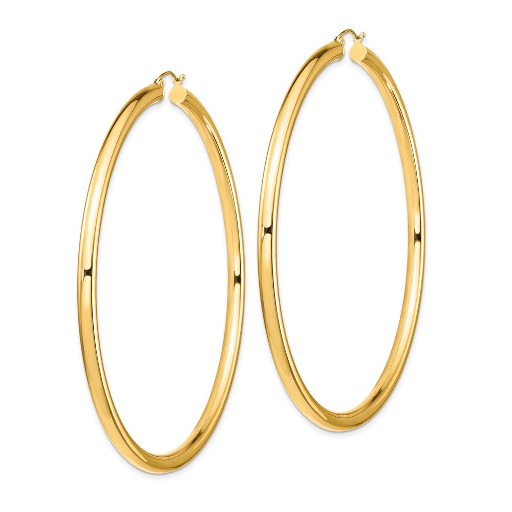 14k 4x80mm Polished Lightweight Round Tube Hoop Earrings