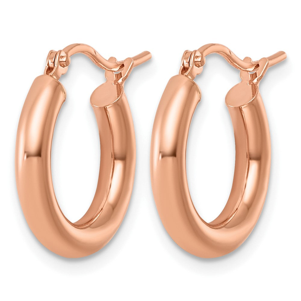 14k Rose Gold 3x17mm Polished Lightweight Tube Hoop Earrings