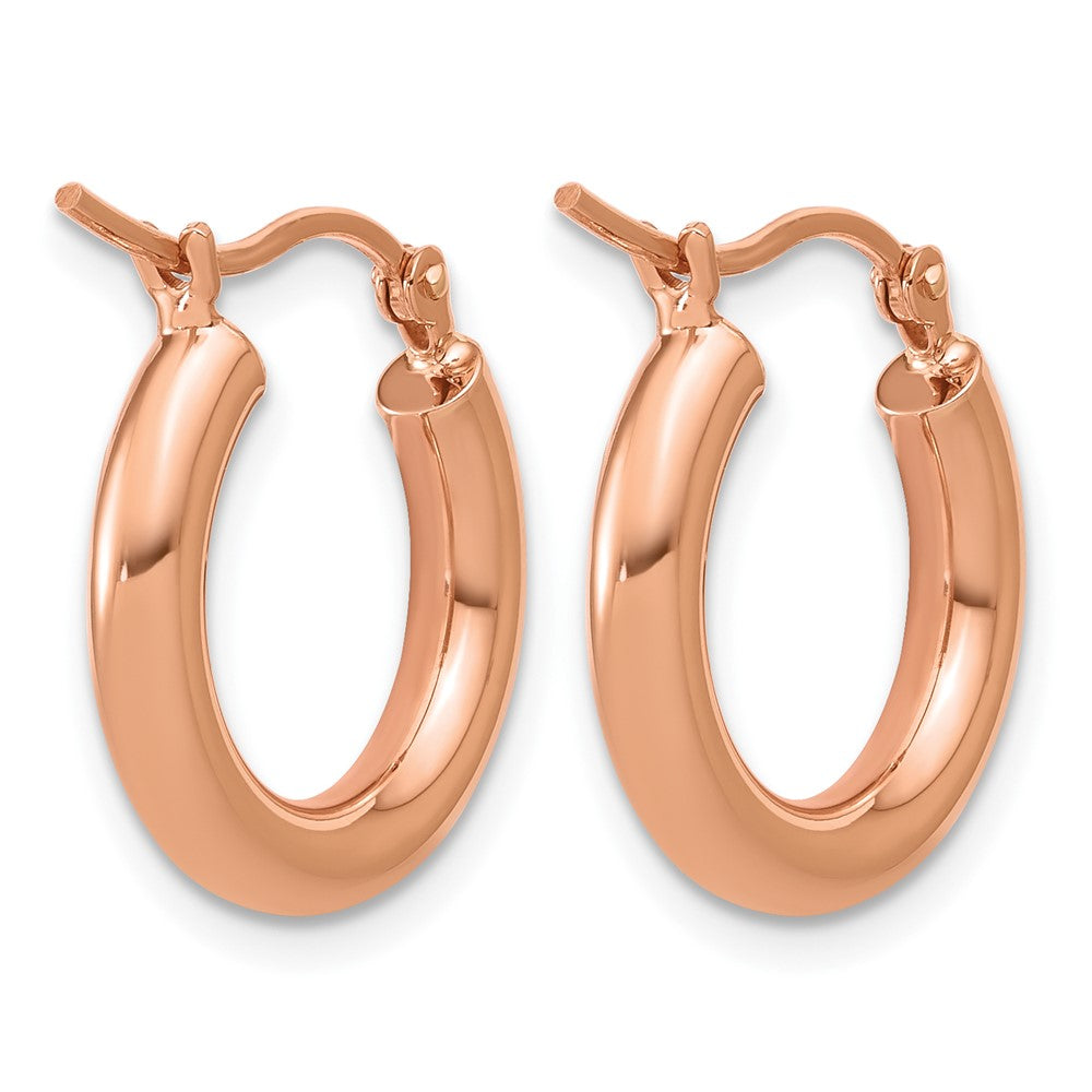 14k Rose Gold 3x17mm Polished Lightweight Tube Hoop Earrings