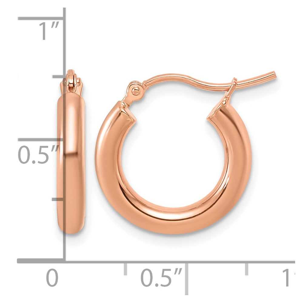 14k Rose Gold 3x17mm Polished Lightweight Tube Hoop Earrings