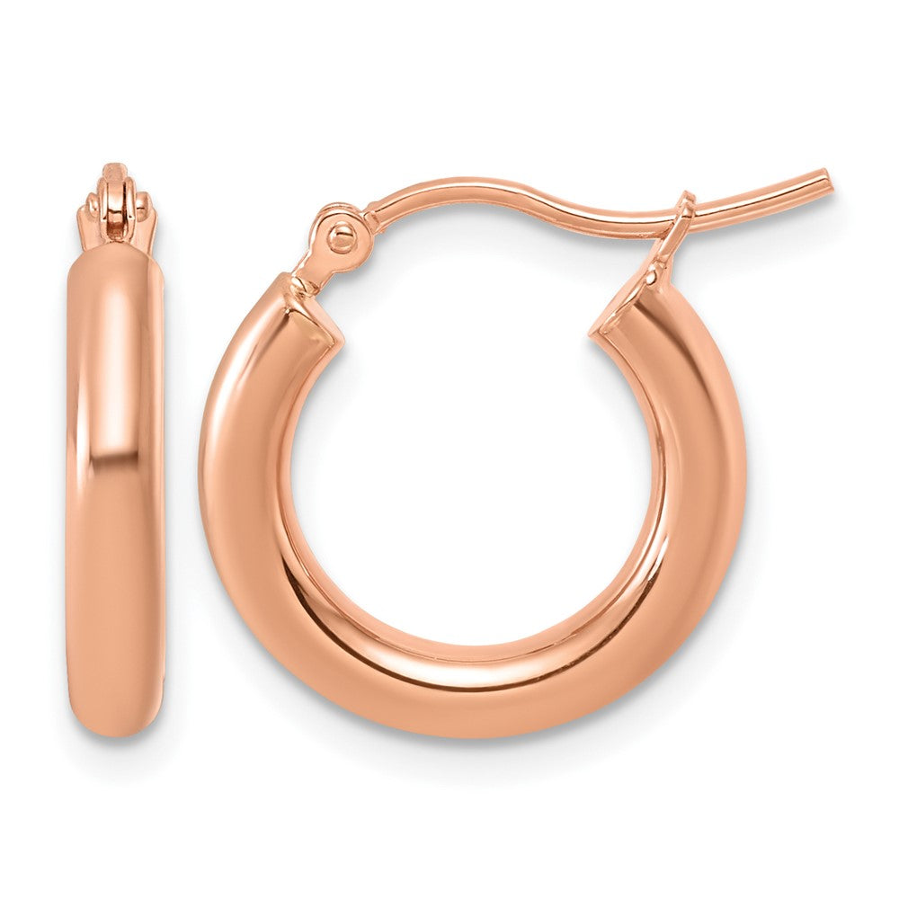14k Rose Gold 3x17mm Polished Lightweight Tube Hoop Earrings