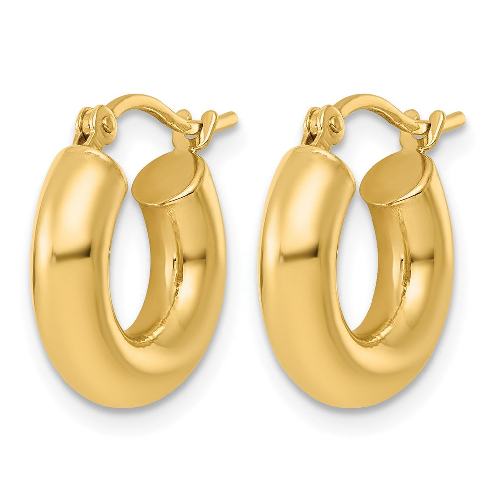 10k Yellow 4mm x 15mm Polished Hoop Earrings