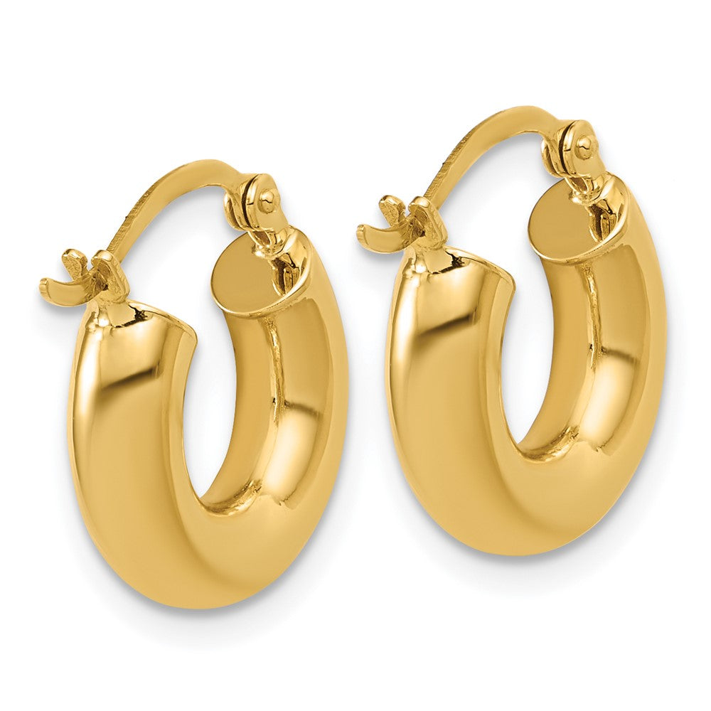 14k 4x15mm Polished Tube Hoop Earrings
