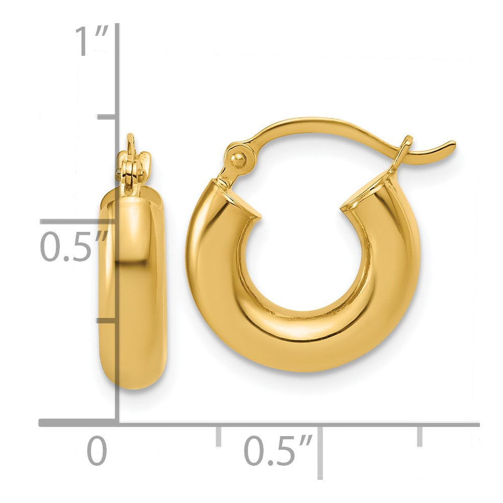 14k 4x15mm Polished Tube Hoop Earrings