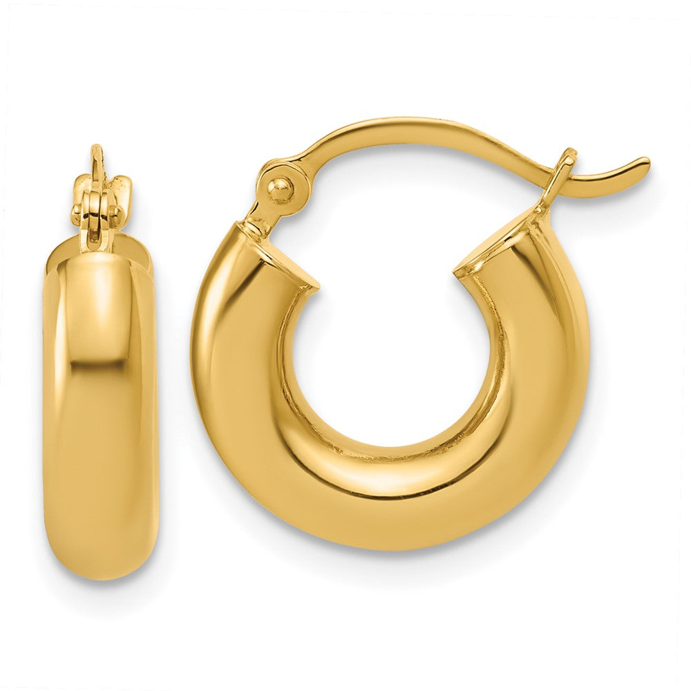14k 4x15mm Polished Tube Hoop Earrings