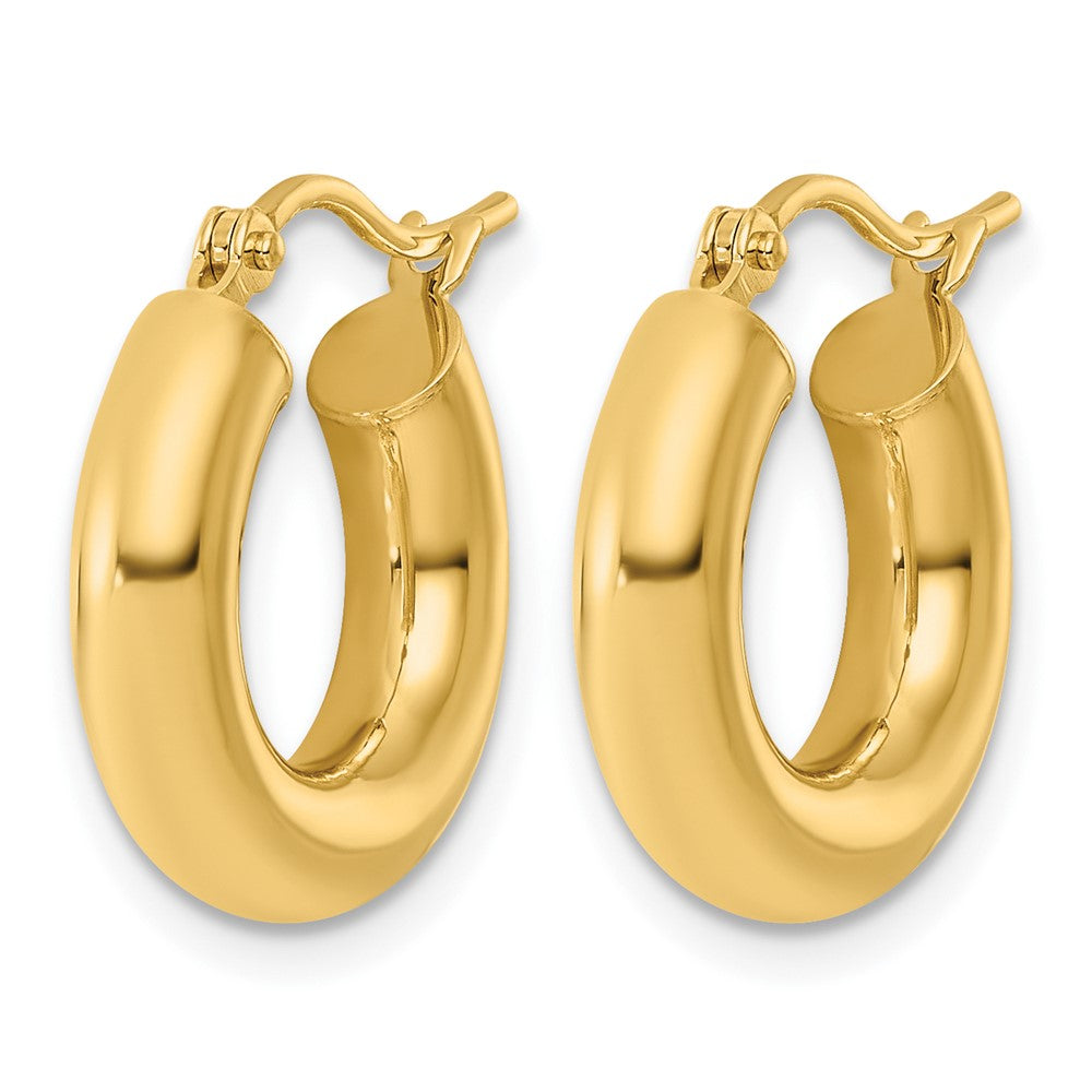 10k Polished 4mm x 17mm Lightweight Tube Hoop Earrings
