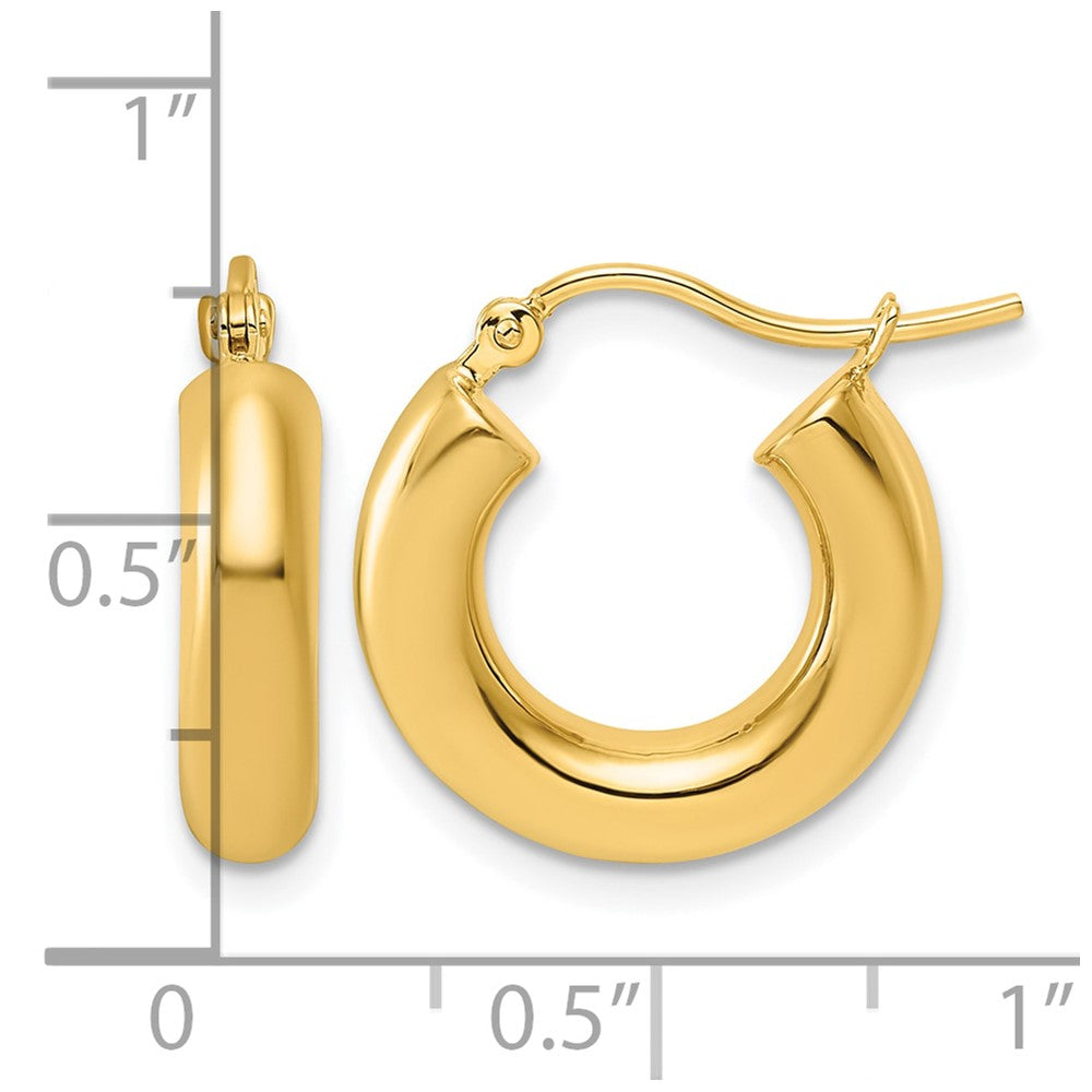 14k 4x17mm Polished Lightweight Tube Hoop Earrings