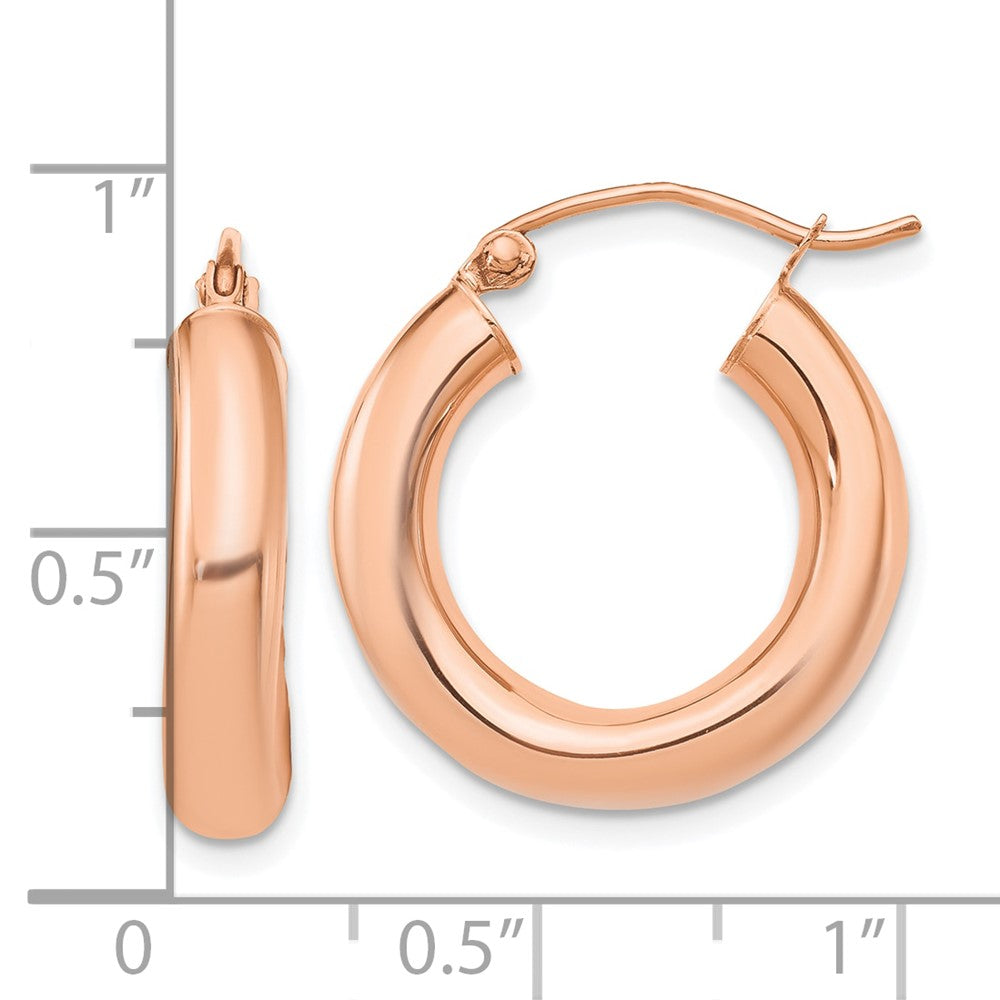 14k Rose Gold 4x20mm Polished Tube Hoop Earrings