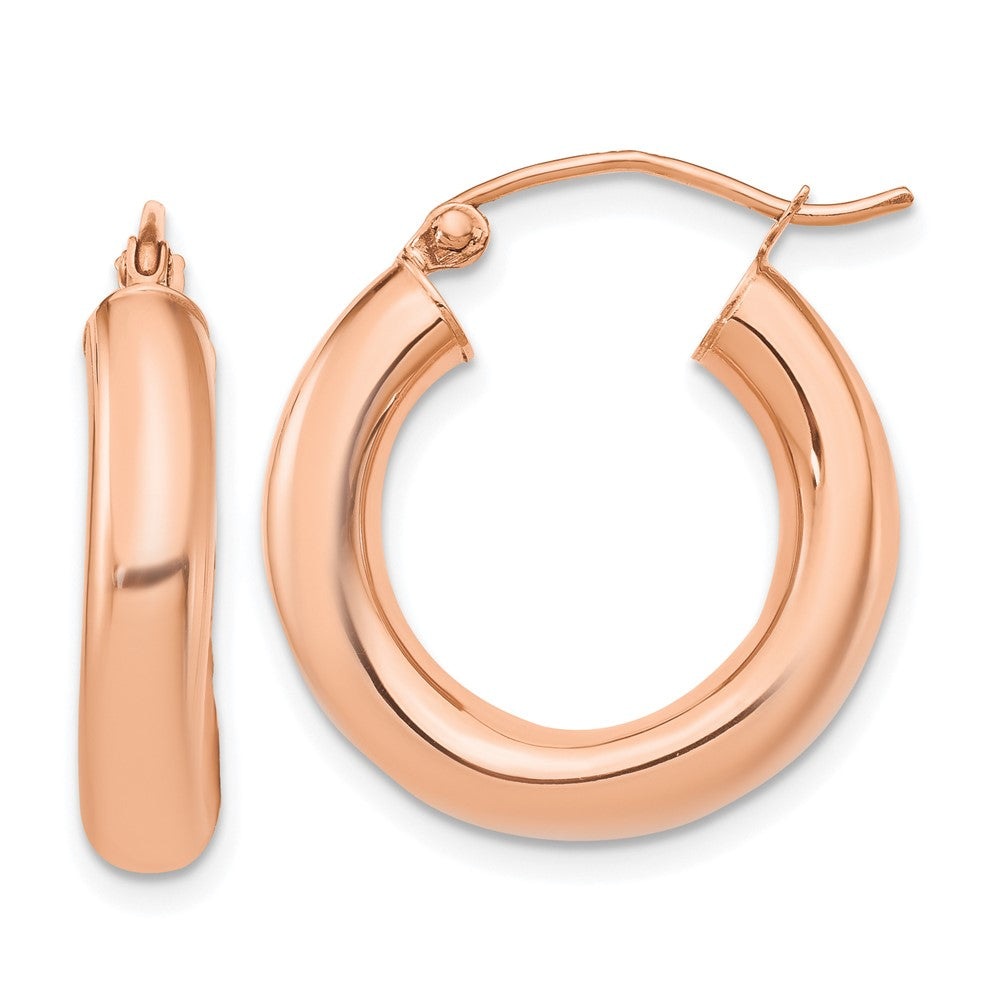14k Rose Gold 4x20mm Polished Tube Hoop Earrings