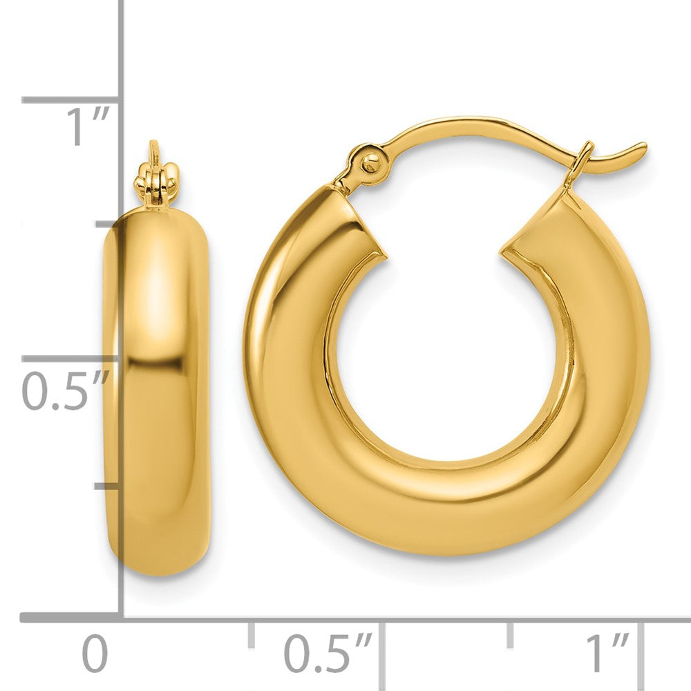 14k 5x20mm Polished Tube Hoop Earrings