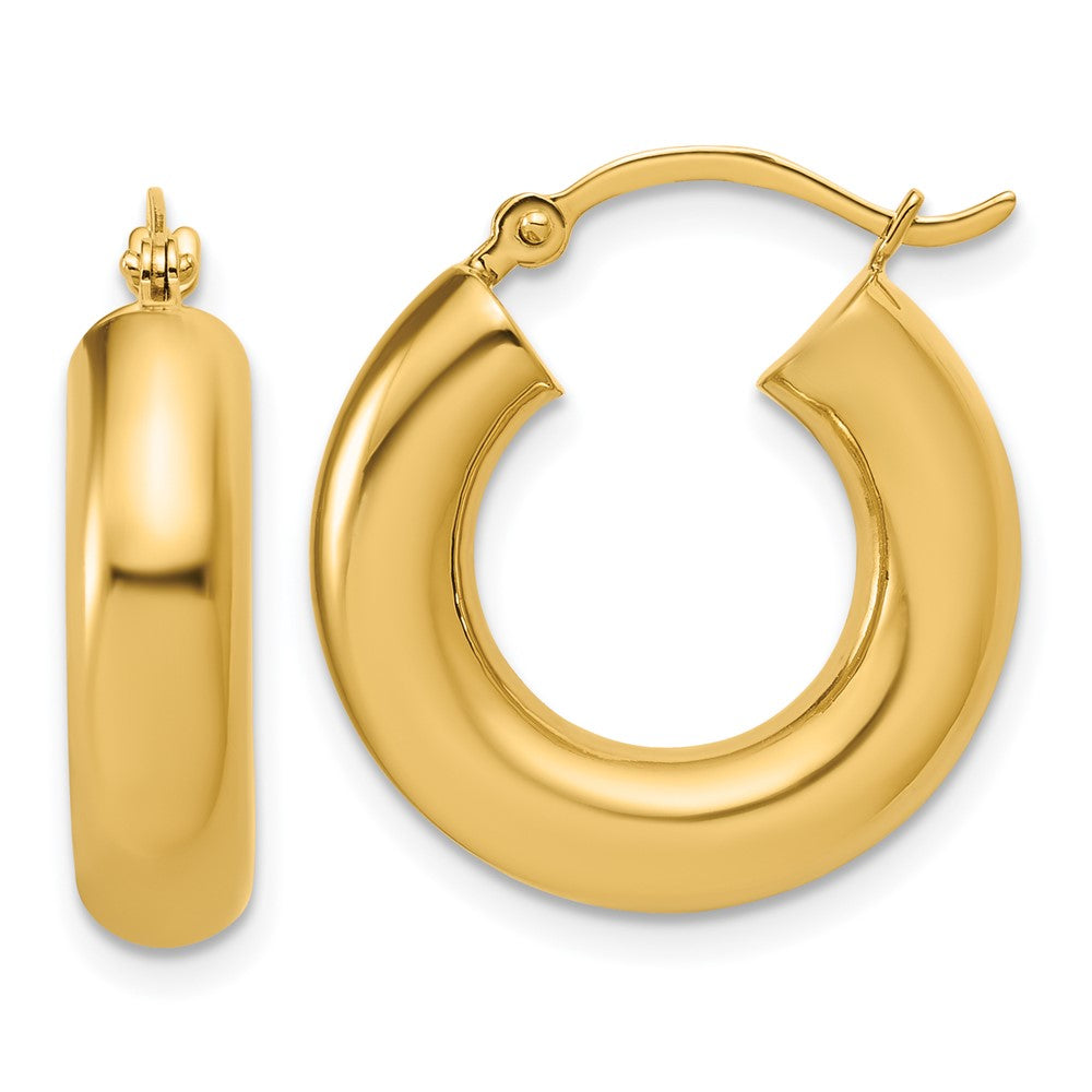 14k 5x20mm Polished Lightweight Tube Hoop Earrings
