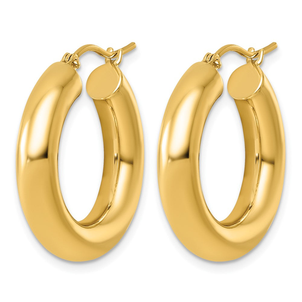 14k 5x25mm Polished Lightweight Tube Hoop Earrings