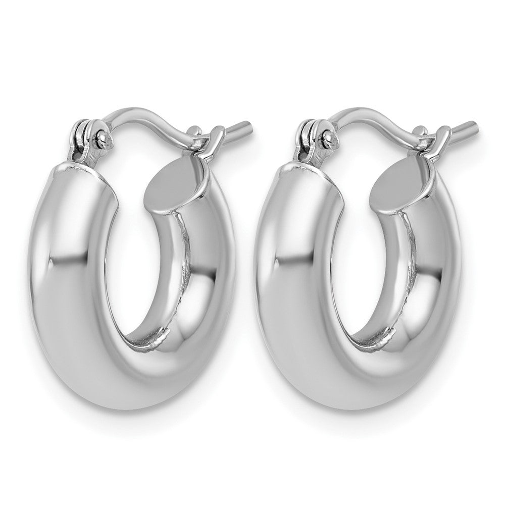 14k White Gold 4x15mm Polished Tube Hoop Earrings