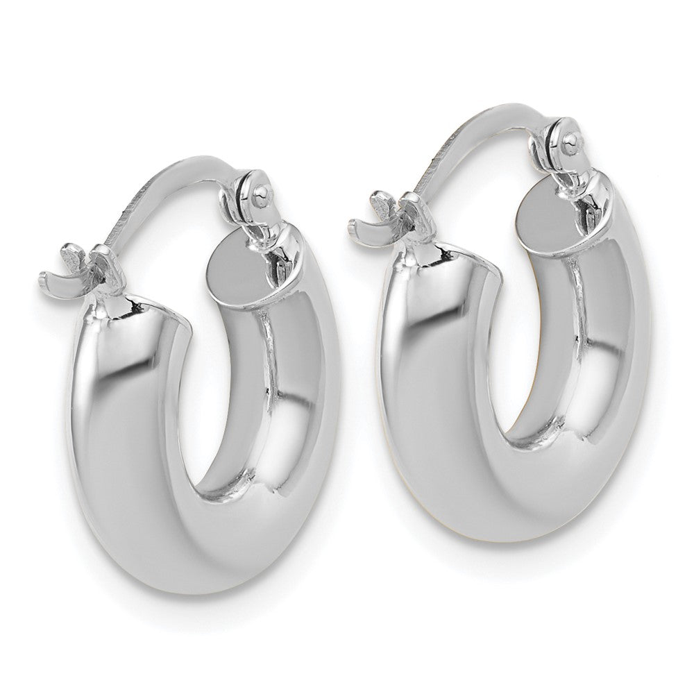 10k White Gold Polished 4mm x 15mm Lightweight Tube Hoop Earrings