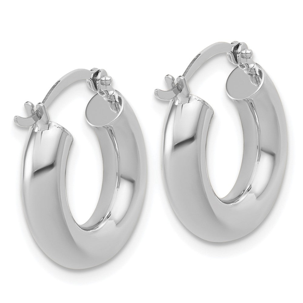10k White Gold Polished 4mm x 17mm Tube Hoop Earrings