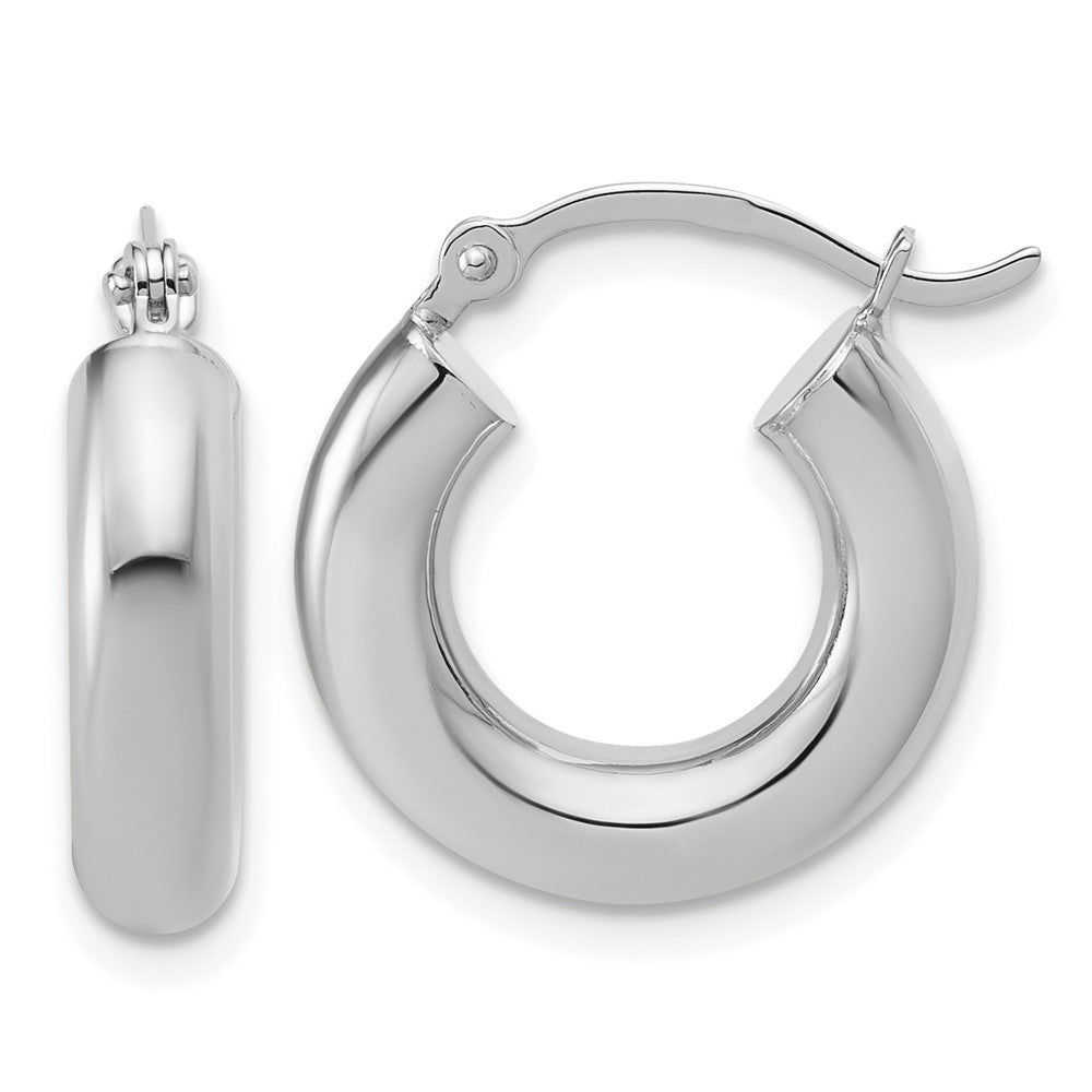 14k White Gold 4x17mm Polished Lightweight Tube Hoop Earrings