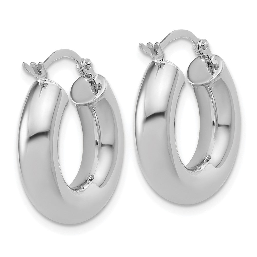 14k White Gold 5x20mm Polished Tube Hoop Earrings