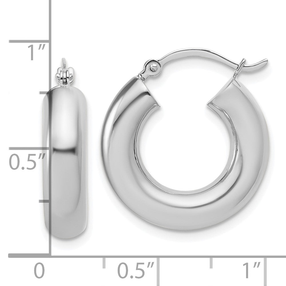 14k White Gold 5x20mm Polished Lightweight Tube Hoop Earrings
