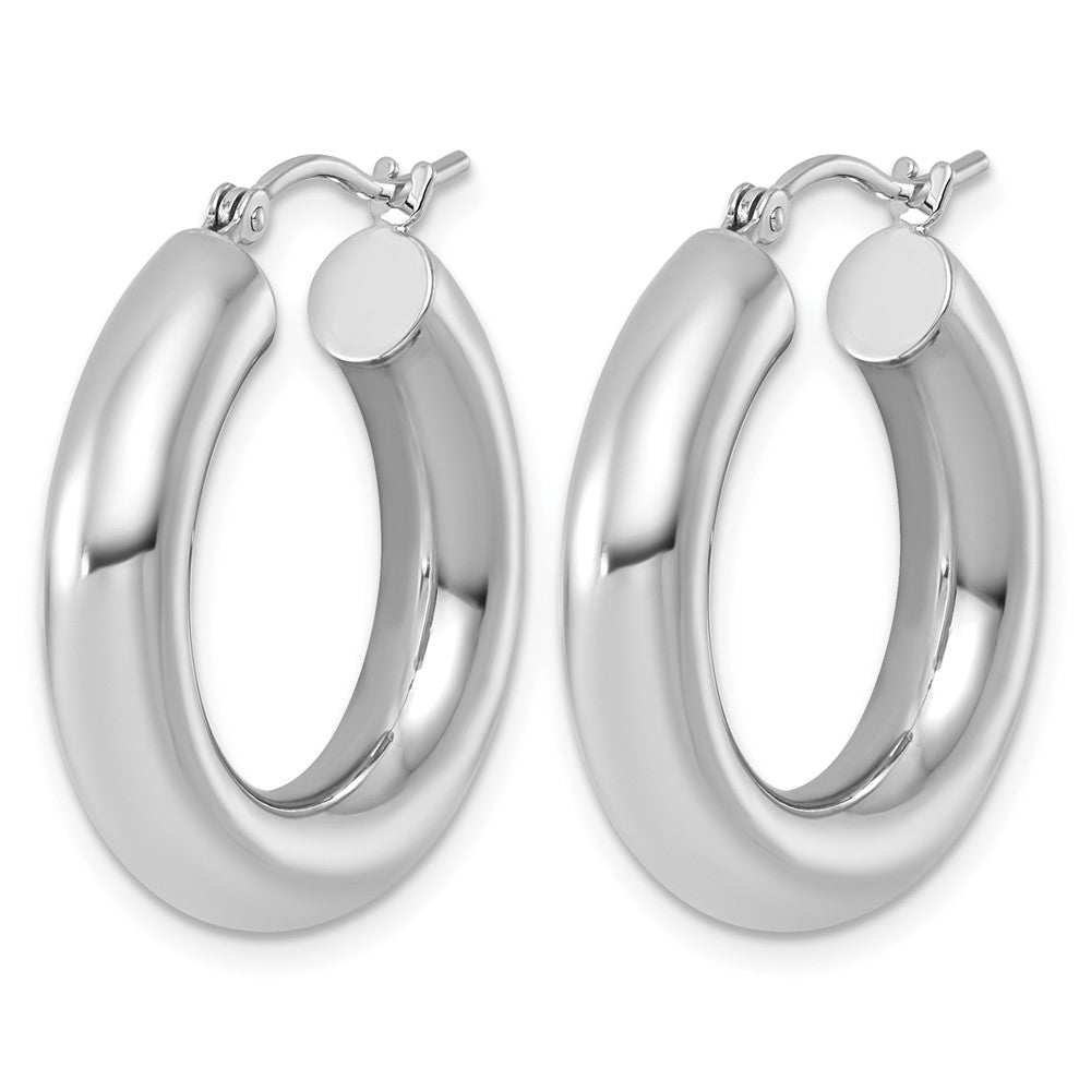 14k White Gold 5x25mm Polished Lightweight Tube Hoop Earrings