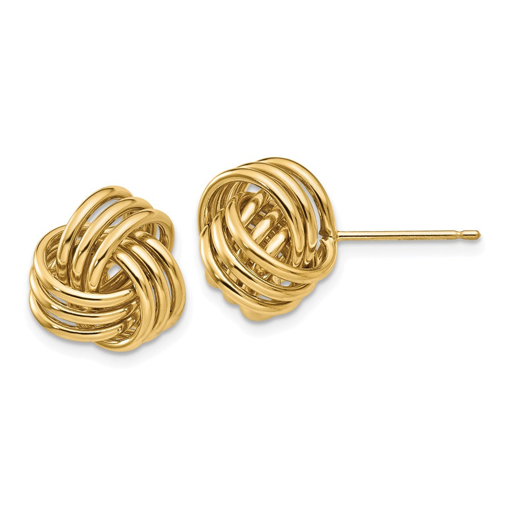 Polished;3-D;14k Yellow gold;Post