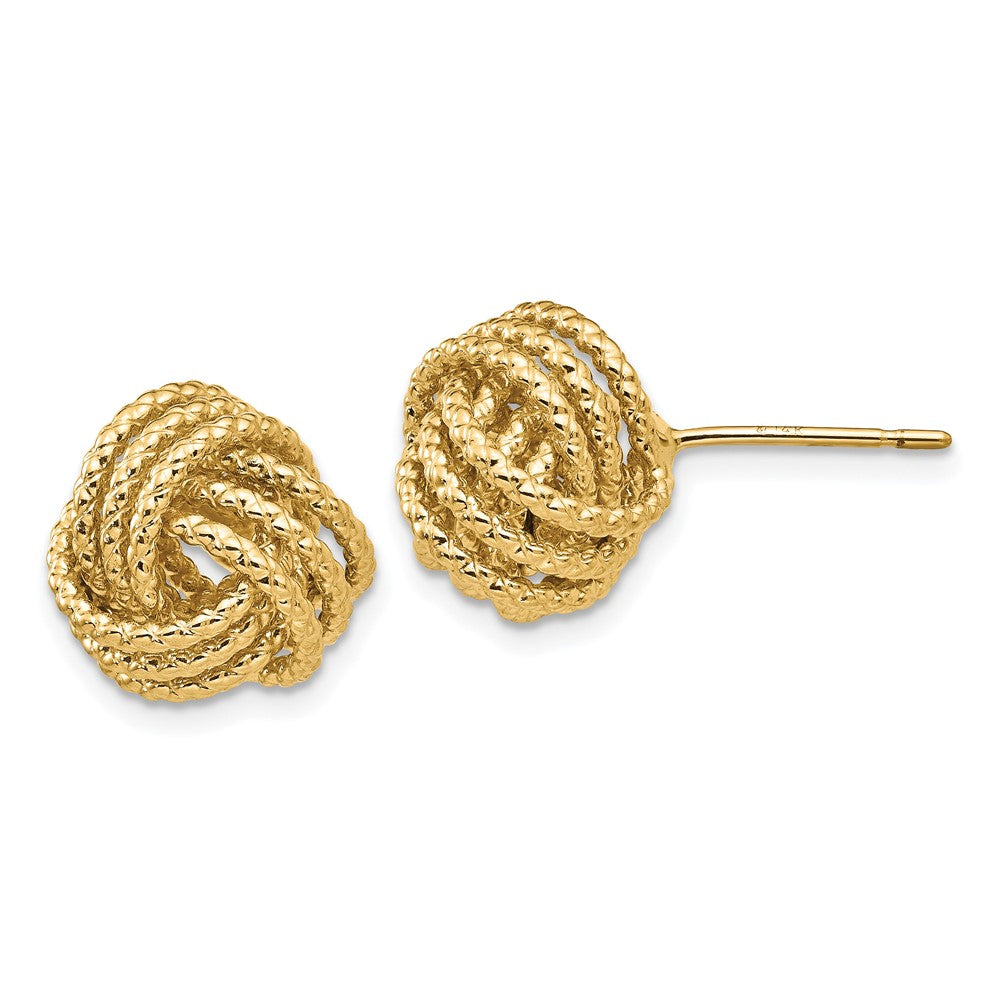 Polished;14k Yellow gold;Post;Textured