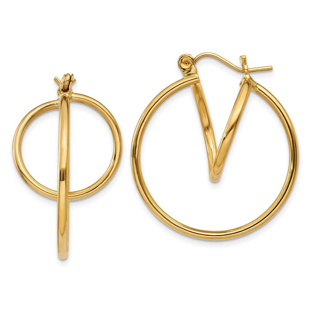 Polished;14k Yellow gold;Hollow;Hinged post