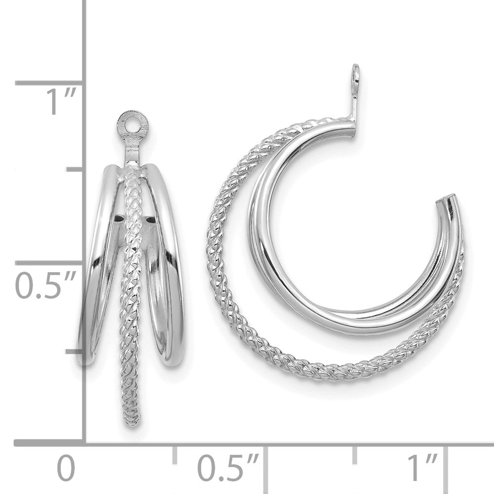 14K White Gold Polished and Twisted Triple Hoop Earring Jackets