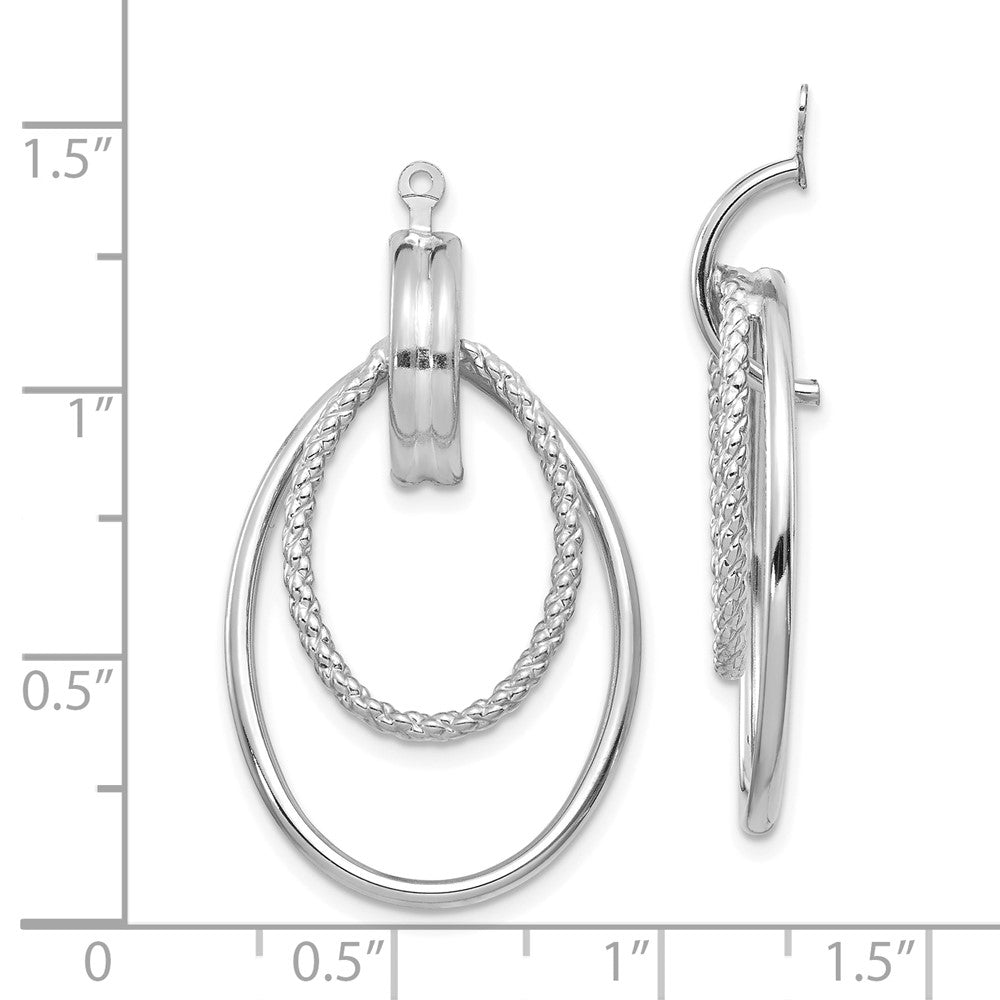 14K White Gold Polished Double Oval Doorknocker Earring Jackets