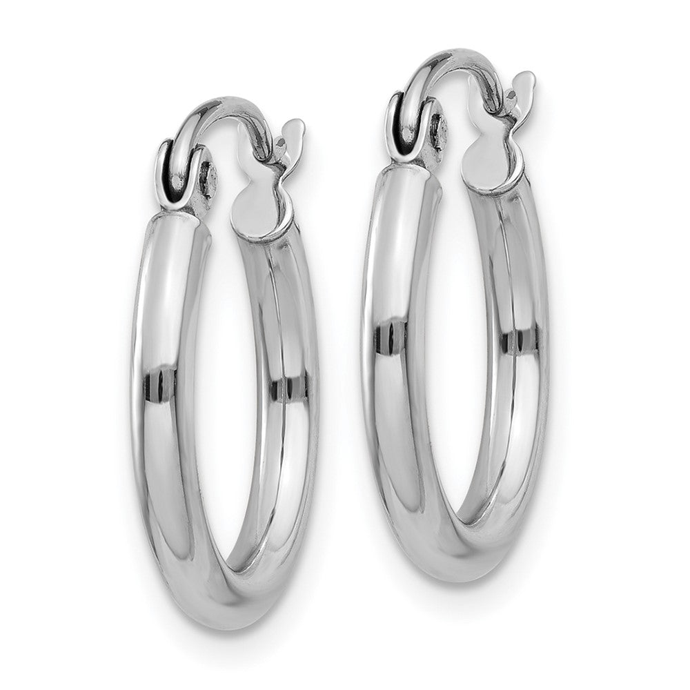 14k White Gold 2x15mm Polished Tube Hoop Earrings