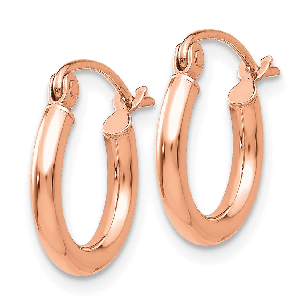 14k Rose Gold 2x12mm Polished Lightweight Tube Hoop Earrings