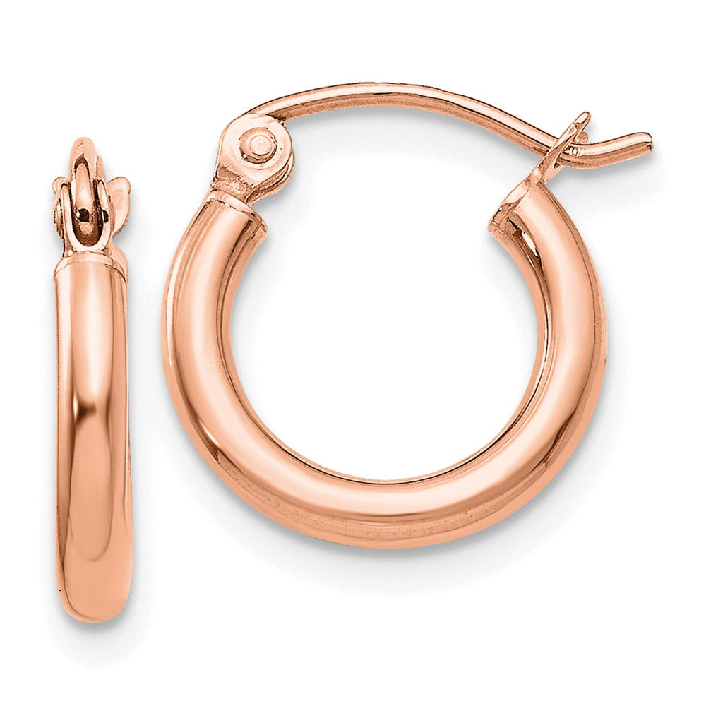 14k Rose Gold 2x12mm Polished Lightweight Tube Hoop Earrings